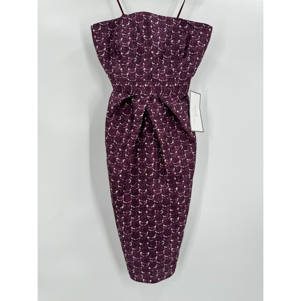 NWT J. CREW Purple Floral Strapless 100% Silk Bodycon Mini Dress Size 0